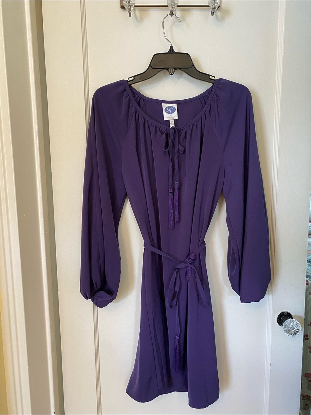 DG2 NWOT Women's Purple Tie-Front Long Sleeve Dress